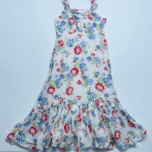 Love Shack Fancy Weslan Midi Dress Cherry Skies Womens Size 4 Lined Cotton Silk